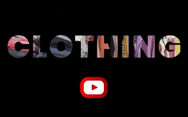 The word clothing created from photos of clothing against a black background